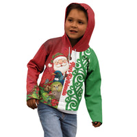 Meri Kirihimete New Zealand Personalised Kid Hoodie Cute Santa NZ Animals and Pohutukawa LT14 - Polynesian Pride