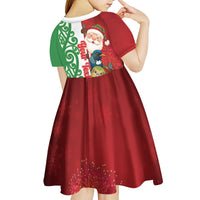 Meri Kirihimete New Zealand Personalised Kid Short Sleeve Dress Cute Santa NZ Animals and Pohutukawa LT14 - Polynesian Pride