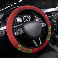 Meri Kirihimete New Zealand Steering Wheel Cover Cute Santa NZ Animals and Pohutukawa LT14 Universal Fit Red - Polynesian Pride