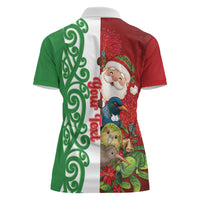 Meri Kirihimete New Zealand Personalised Women Polo Shirt Cute Santa NZ Animals and Pohutukawa LT14 - Polynesian Pride