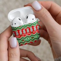 New Zealand Christmas In July AirPods Case Meri Kirihimete Hei Tiki Taniko Motifs Seamless LT14 - Polynesian Pride