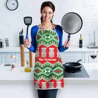 New Zealand Christmas In July Apron Meri Kirihimete Hei Tiki Taniko Motifs Seamless LT14 - Polynesian Pride