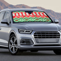 New Zealand Christmas In July Auto Sun Shade Meri Kirihimete Hei Tiki Taniko Motifs Seamless LT14 - Polynesian Pride