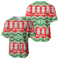 New Zealand Christmas In July Baseball Jersey Meri Kirihimete Hei Tiki Taniko Motifs Seamless LT14 - Polynesian Pride