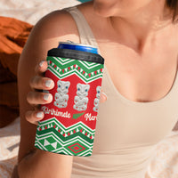 New Zealand Christmas In July 4 in 1 Can Cooler Tumbler Meri Kirihimete Hei Tiki Taniko Motifs Seamless LT14 - Polynesian Pride