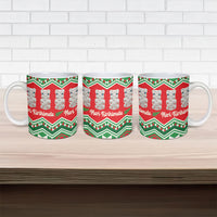 New Zealand Christmas In July Ceramic Mug Meri Kirihimete Hei Tiki Taniko Motifs Seamless LT14 - Polynesian Pride