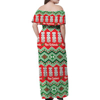 New Zealand Christmas In July Family Matching Off Shoulder Maxi Dress and Hawaiian Shirt Meri Kirihimete Hei Tiki Taniko Motifs Seamless LT14 - Polynesian Pride
