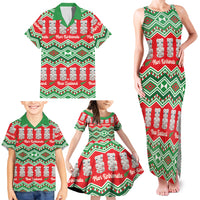 New Zealand Christmas In July Family Matching Tank Maxi Dress and Hawaiian Shirt Meri Kirihimete Hei Tiki Taniko Motifs Seamless LT14 - Polynesian Pride