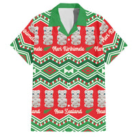 New Zealand Christmas In July Family Matching Tank Maxi Dress and Hawaiian Shirt Meri Kirihimete Hei Tiki Taniko Motifs Seamless LT14 Dad's Shirt - Short Sleeve Red - Polynesian Pride
