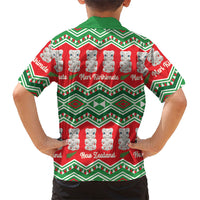 New Zealand Christmas In July Kid Hawaiian Shirt Meri Kirihimete Hei Tiki Taniko Motifs Seamless LT14 - Polynesian Pride