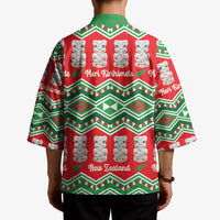 New Zealand Christmas In July Kimono Meri Kirihimete Hei Tiki Taniko Motifs Seamless LT14 - Polynesian Pride