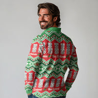 New Zealand Christmas In July Long Sleeve Polo Shirt Meri Kirihimete Hei Tiki Taniko Motifs Seamless LT14 - Polynesian Pride