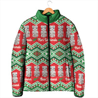 New Zealand Christmas In July Padded Jacket Meri Kirihimete Hei Tiki Taniko Motifs Seamless LT14 - Polynesian Pride