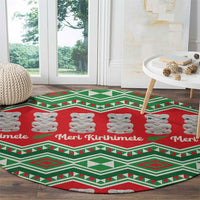 New Zealand Christmas In July Round Carpet Meri Kirihimete Hei Tiki Taniko Motifs Seamless LT14 - Polynesian Pride