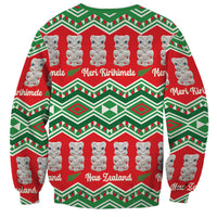 New Zealand Christmas In July Sweatshirt Meri Kirihimete Hei Tiki Taniko Motifs Seamless LT14 - Polynesian Pride