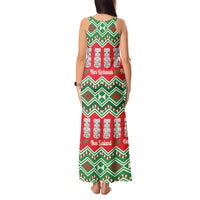New Zealand Christmas In July Tank Maxi Dress Meri Kirihimete Hei Tiki Taniko Motifs Seamless LT14 - Polynesian Pride