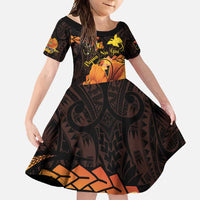 Papua New Guinea Independence Day Family Matching Short Sleeve Bodycon Dress and Hawaiian Shirt 50th Anniversary Papua Niu Gini Bird Of Paradise LT14