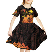 Papua New Guinea Independence Day Kid Short Sleeve Dress 50th Anniversary Papua Niu Gini Bird Of Paradise LT14