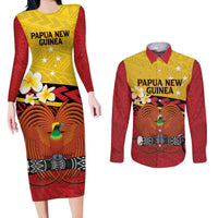 Papua New Guinea Independence Day Couples Matching Long Sleeve Bodycon Dress and Long Sleeve Button Shirt Since 1975 Unity In Diversity