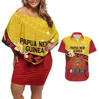Papua New Guinea Independence Day Couples Matching Off Shoulder Short Dress and Hawaiian Shirt Since 1975 Unity In Diversity