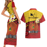 Papua New Guinea Independence Day Couples Matching Short Sleeve Bodycon Dress and Hawaiian Shirt Since 1975 Unity In Diversity