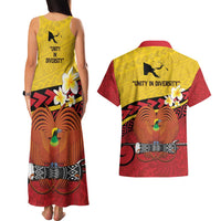 Papua New Guinea Independence Day Couples Matching Tank Maxi Dress and Hawaiian Shirt Since 1975 Unity In Diversity