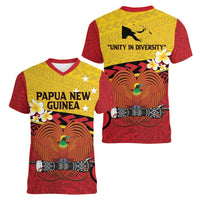 Papua New Guinea Independence Day Women V-Neck T-Shirt Since 1975 Unity In Diversity