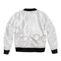 Tonga White Sunday Bomber Jacket Manuia le Aso Sa o Tamaiti Heilala With Ngatu Pattern