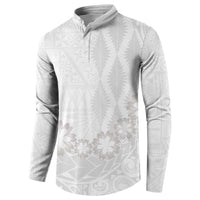 Tonga White Sunday Button Sweatshirt Manuia le Aso Sa o Tamaiti Heilala With Ngatu Pattern