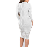 Tonga White Sunday Family Matching Long Sleeve Bodycon Dress and Hawaiian Shirt Manuia le Aso Sa o Tamaiti Heilala With Ngatu Pattern