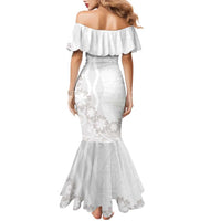 Tonga White Sunday Family Matching Mermaid Dress and Hawaiian Shirt Manuia le Aso Sa o Tamaiti Heilala With Ngatu Pattern