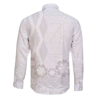 Tonga White Sunday Family Matching Off Shoulder Short Dress and Hawaiian Shirt Manuia le Aso Sa o Tamaiti Heilala With Ngatu Pattern