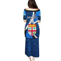 Custom Fiji Rugby Puletasi World Cup 2023 Go Champions Fijian Tapa Blue Version LT14 - Polynesian Pride