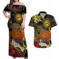 Papua New Guinea 50th Independence Anniversary Couples Matching Off Shoulder Maxi Dress and Hawaiian Shirt Independen Stet bilong Papua Niu Gini LT14