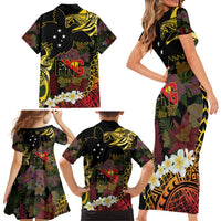 Papua New Guinea 50th Independence Anniversary Family Matching Short Sleeve Bodycon Dress and Hawaiian Shirt Independen Stet bilong Papua Niu Gini LT14