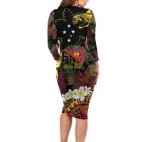 Papua New Guinea 50th Independence Anniversary Long Sleeve Bodycon Dress Independen Stet bilong Papua Niu Gini LT14