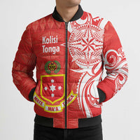 Personalised Kolisi Tonga Bomber Puffer Jacket Mate Maa Tonga Ngatu Pattern - Polynesian Pride