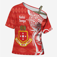 Personalised Kolisi Tonga Cross Shoulder Shirt Mate Maa Tonga Ngatu Pattern - Polynesian Pride