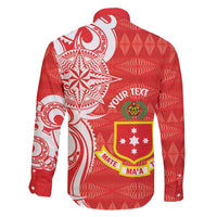 Personalised Kolisi Tonga Family Matching Off Shoulder Short Dress and Hawaiian Shirt Mate Maa Tonga Ngatu Pattern - Polynesian Pride