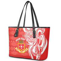 Personalised Kolisi Tonga Leather Tote Bag Mate Maa Tonga Ngatu Pattern - Polynesian Pride