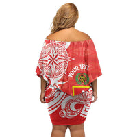 Personalised Kolisi Tonga Off Shoulder Short Dress Mate Maa Tonga Ngatu Pattern - Polynesian Pride
