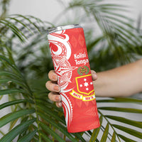 Personalised Kolisi Tonga Skinny Tumbler Mate Maa Tonga Ngatu Pattern - Polynesian Pride
