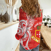 Personalised Kolisi Tonga Women Casual Shirt Mate Maa Tonga Ngatu Pattern - Polynesian Pride