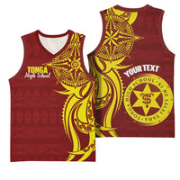 Personalised Tonga High School Basketball Jersey THS Tongan Ngatu Pattern - Polynesian Pride
