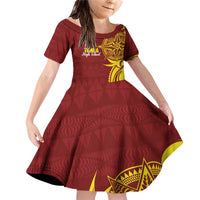 Personalised Tonga High School Family Matching Off Shoulder Short Dress and Hawaiian Shirt THS Tongan Ngatu Pattern - Polynesian Pride