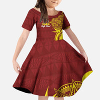 Personalised Tonga High School Family Matching Summer Maxi Dress and Hawaiian Shirt THS Tongan Ngatu Pattern - Polynesian Pride