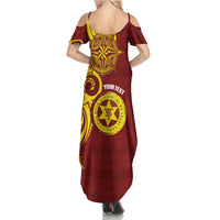 Personalised Tonga High School Family Matching Summer Maxi Dress and Hawaiian Shirt THS Tongan Ngatu Pattern - Polynesian Pride