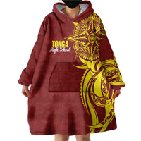 Personalised Tonga High School Wearable Blanket Hoodie THS Tongan Ngatu Pattern - Polynesian Pride