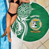 Personalised Liahona - Saineha High School Beach Blanket Tongan Ngatu Pattern - Polynesian Pride