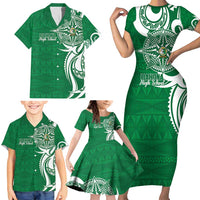 Personalised Liahona - Saineha High School Family Matching Short Sleeve Bodycon Dress and Hawaiian Shirt Tongan Ngatu Pattern - Polynesian Pride